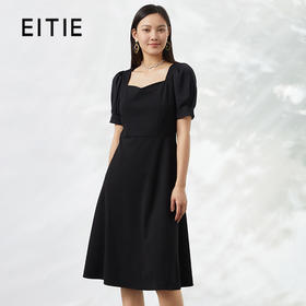 EITIE爱特爱夏季新款时尚长款显瘦V领泡泡袖连衣裙B2207982