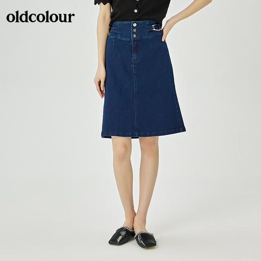 oldcolour夏季新品纯色时尚休闲通勤牛仔裙O22065228 商品图4