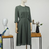FOCALS福柯斯秋季桑蚕丝圆领七分袖修身中长款连衣裙FRRAX081GA 商品缩略图1
