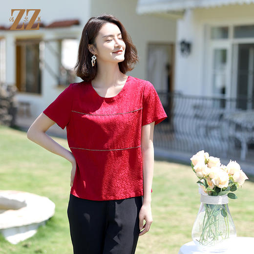 佐尔美夏季新款 桑蚕丝真丝提花缎衬衫女E12CS59 商品图1