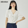 oldcolour夏季新品V领短袖针织衫女O21053185 商品缩略图2