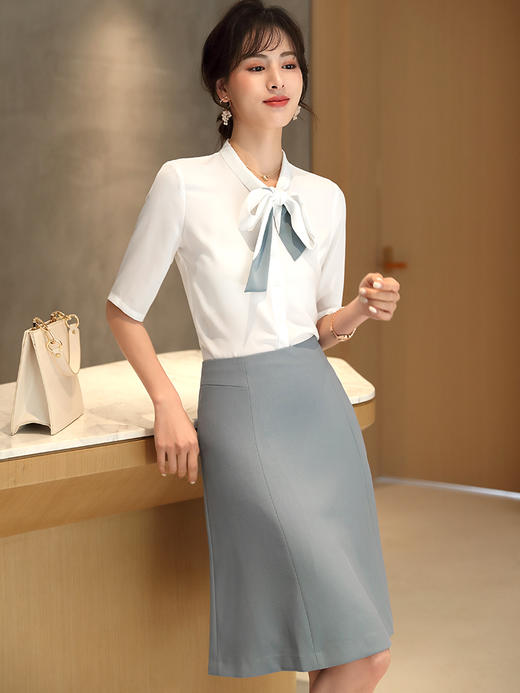 艾尚臣职业裙套装工作服气质女神范时尚美容院空姐制服前台工作装 商品图3