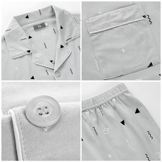 I'd爱帝男式睡衣夏季纯棉短袖长裤家居套 商品图3