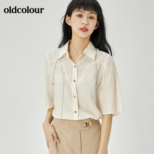 oldcolour2022夏季新品简约通勤衬衫女O21011144 商品图3