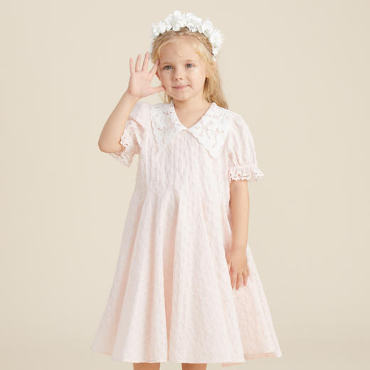 谜底童装商场同款2022夏新款A型长款裙子复古浪漫连衣裙B1BKL0329 商品图3