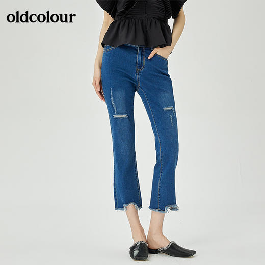 oldcolour2022夏季新品修身通勤牛仔长裤女O21113174 商品图3
