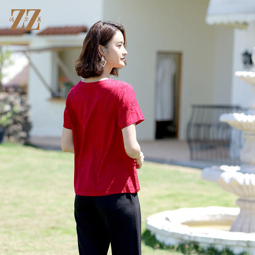 佐尔美夏季新款 桑蚕丝真丝提花缎衬衫女E12CS59 商品图4