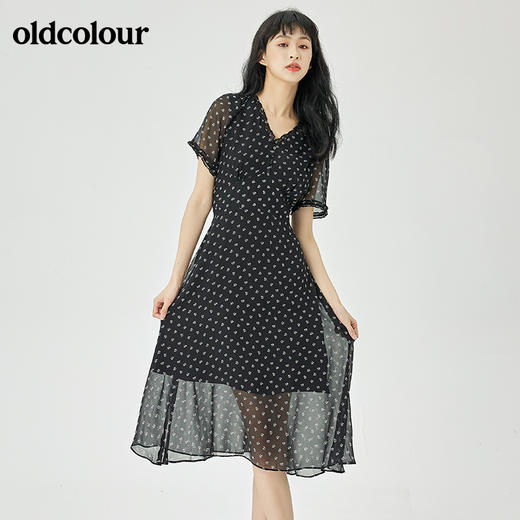 oldcolour2022夏季新品休闲通勤短袖连衣裙O21101105 商品图2