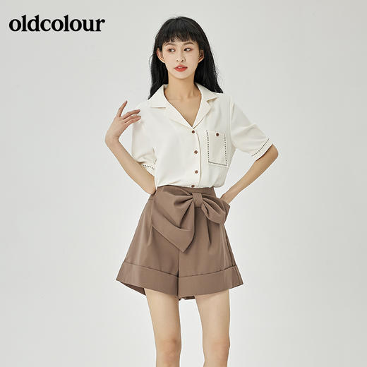 oldcolour2022夏季新品简约通勤短袖衬衫女O21011357 商品图4