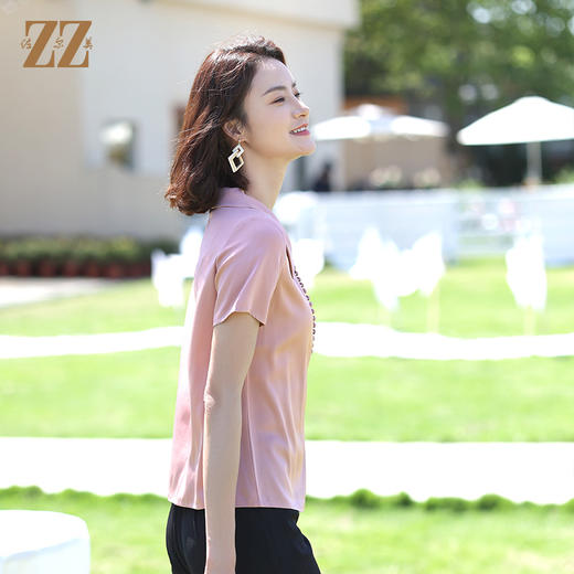 佐尔美夏季新款 桑蚕丝真丝弹力双乔衬衫女E12CS56 商品图1
