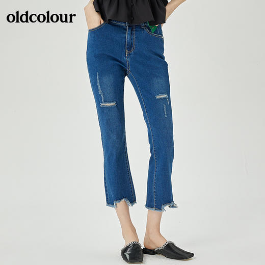 oldcolour2022夏季新品修身通勤牛仔长裤女O21113174 商品图1
