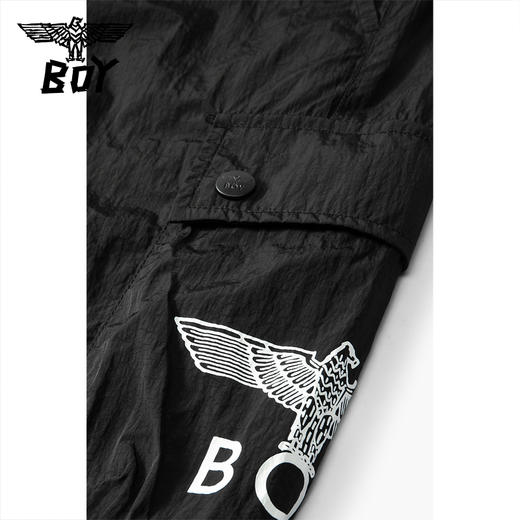 BOYLONDON工装裤男女款22夏季新品腰绳调节黑色通勤休闲裤B222N34004 商品图1