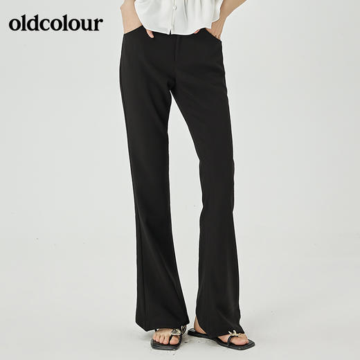 oldcolour夏季新品纯色设计感修身喇叭裤女O22073266 商品图5