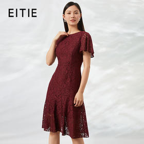 EITIE爱特爱夏季新款时尚优雅通勤显瘦a字气质收腰蕾丝连衣裙B2207976