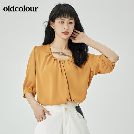 oldcolour夏季新品通勤宽松简约设计感套头衫女O22012230 商品图1