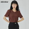 oldcolour2022夏季新品短袖通勤简约短袖T恤女O21021179 商品缩略图0