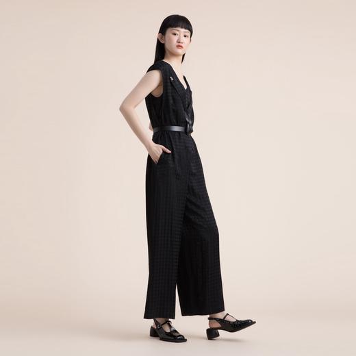 谜底2022夏季质感双排扣西装领挏氨丝阔腿连体裤女222GK0606 商品图2