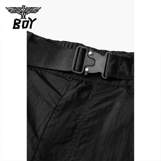 BOYLONDON工装裤男女款22夏季新品腰绳调节黑色通勤休闲裤B222N34004 商品图4