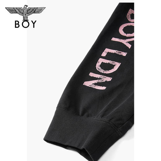 BOYLONDON卫裤男女款22夏季新品烫粉金印花潮流黑色休闲裤B222N15000 商品图4