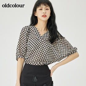 oldcolour2022夏季新品休闲宽松格子套头衫女O21012157