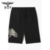 BOYLONDON短裤男女同款22春夏新品鹰翼印花黑色宽松休闲裤B222N13006 商品缩略图1