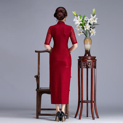 TZRY-2015新款日常复古旗袍高开衩时尚长旗袍 蕾丝连衣裙礼服旗袍 商品图2