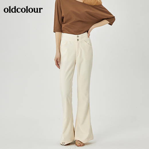 oldcolour夏季新品纯色设计感修身喇叭裤女O22073266 商品图4