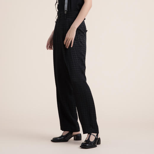 谜底2022夏季冰感垂坠千鸟格铜氨丝直筒裤长裤女222GK0643 商品图1