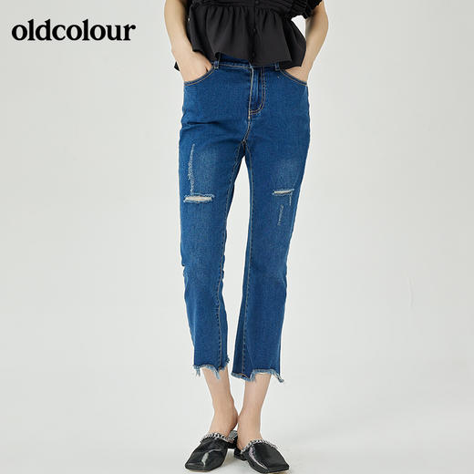oldcolour2022夏季新品修身通勤牛仔长裤女O21113174 商品图2