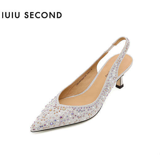 IUIU SECOND 2022夏新款经典延续珍珠水钻后空凉鞋高跟鞋U22AH11271 商品图9