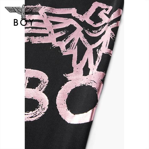 BOYLONDON卫裤男女款22夏季新品烫粉金印花潮流黑色休闲裤B222N15000 商品图3