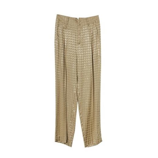 谜底2022夏季冰感垂坠千鸟格铜氨丝直筒裤长裤女222GK0643 商品图4