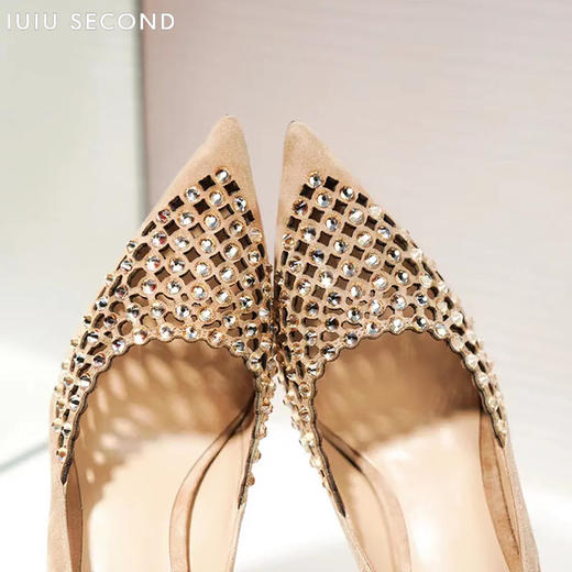IUIU SECOND 2022夏新款绝美镂空水钻高跟鞋 商品图2
