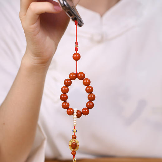 【宫里手捻】南红惊鸿丹影手持  手机链 商品图1