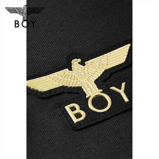 BOYLONDON短裤男女同款22春夏新品鹰翼印花黑色宽松休闲裤B222N13006 商品图2