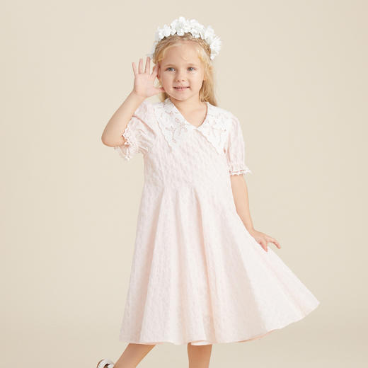 谜底童装商场同款2022夏新款A型长款裙子复古浪漫连衣裙B1BKL0329 商品图0