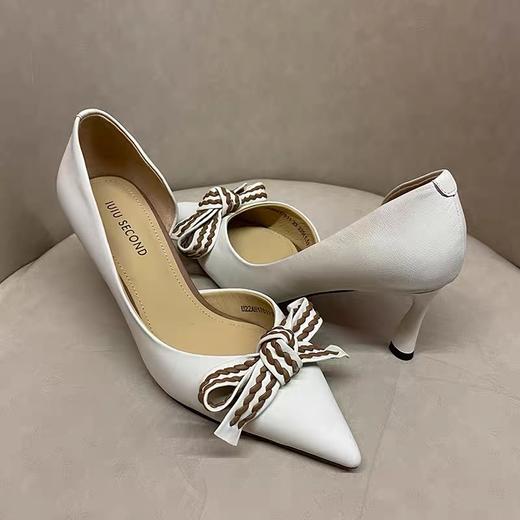 IUIU SECOND 2022夏新款法式蝴蝶结尖头侧空高跟鞋凉鞋 商品图2