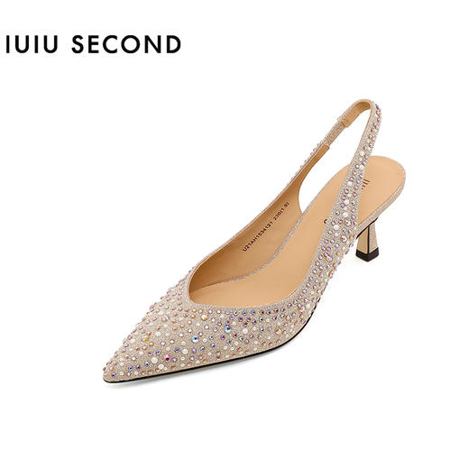 IUIU SECOND 2022夏新款经典延续珍珠水钻后空凉鞋高跟鞋U22AH11271 商品图10