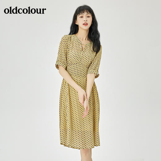 oldcolour2022夏季新品通勤休闲碎花连衣裙O21101181 商品图4