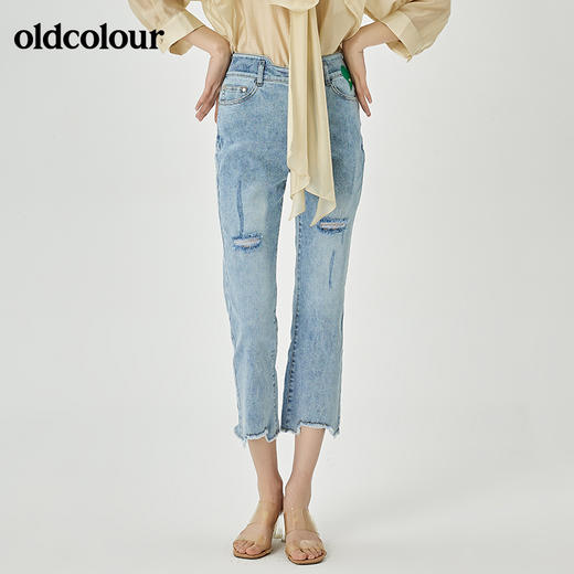 oldcolour2022夏季新品修身通勤牛仔长裤女O21113174 商品图6
