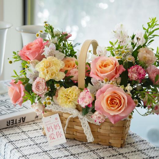 【暖心母爱】康乃馨玫瑰混搭花篮 商品图0