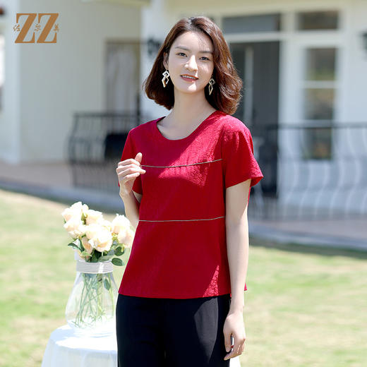 佐尔美夏季新款 桑蚕丝真丝提花缎衬衫女E12CS59 商品图2