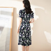 剩S/M 米思阳2024夏季新款知性优雅印花短袖连衣裙修身显瘦中长裙1355 商品缩略图2