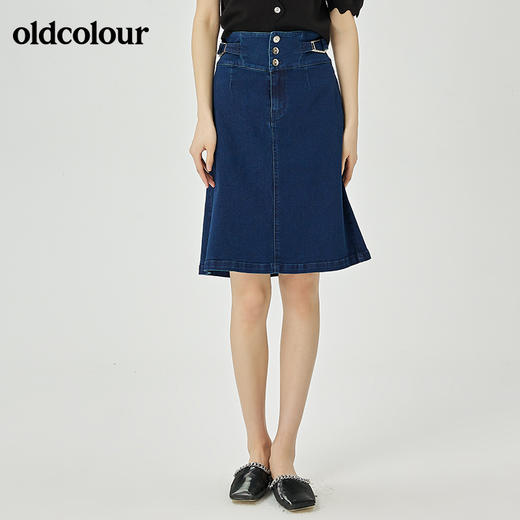 oldcolour夏季新品纯色时尚休闲通勤牛仔裙O22065228 商品图3