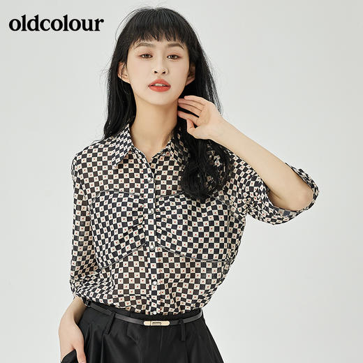 oldcolour2022夏季新品设计感通勤七分袖衬衫女O21012141 商品图3