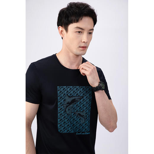 GOOD LUCK/德鲨烫钻印花亲肤柔软圆领短袖T恤LY23572 商品图1