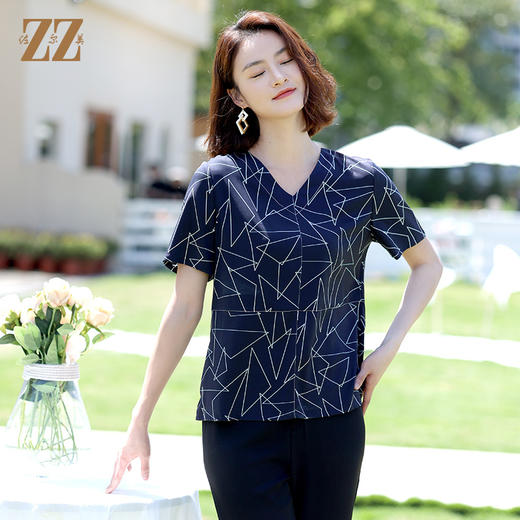 佐尔美夏季新款 桑蚕丝真丝弹力斜纹绸衬衫女E12CS58 商品图3