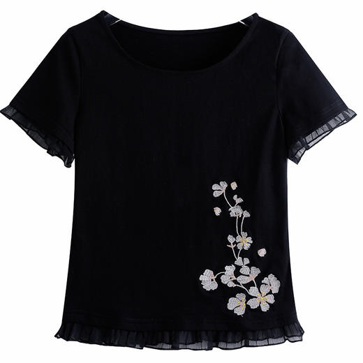 夏季棉洋气雪纺边修身短款时尚小衫LM06562 商品图4