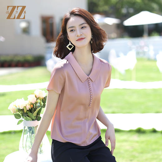 佐尔美夏季新款 桑蚕丝真丝弹力双乔衬衫女E12CS56 商品图3