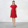 EITIE爱特爱夏新款时尚通勤显瘦收腰优雅气质红色蕾丝连衣裙B2207974 商品缩略图1